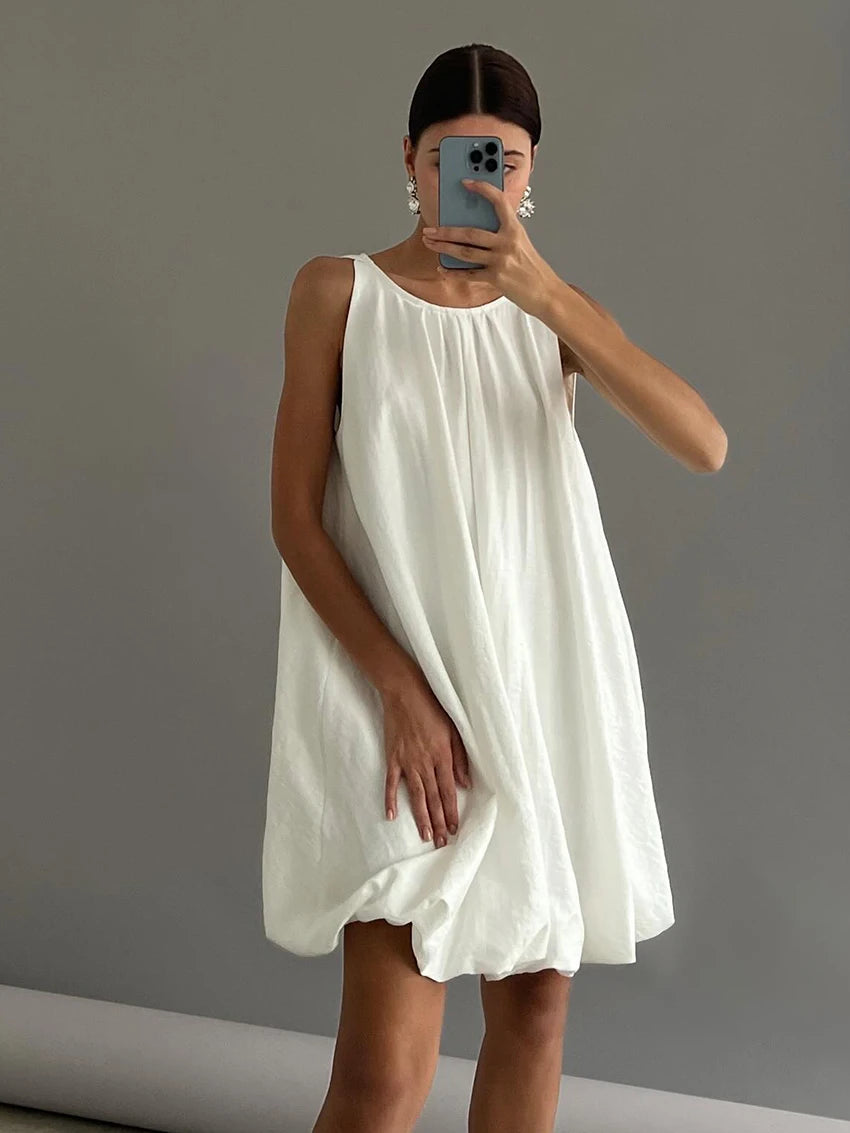 Aiertu  Casual Female Sleepwear O-Neck Pajamas Tank Tops Nightgowns Sleeveless Nightwear Mini Dress Loose Women Home Clothes Aiertu