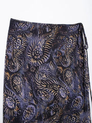 Aiertu  -  Women Fashion Tulle Printed Pleated Side Lace Up Midi Skirt Vintage Mid Waist Female Chic Lady Skirts Aiertu