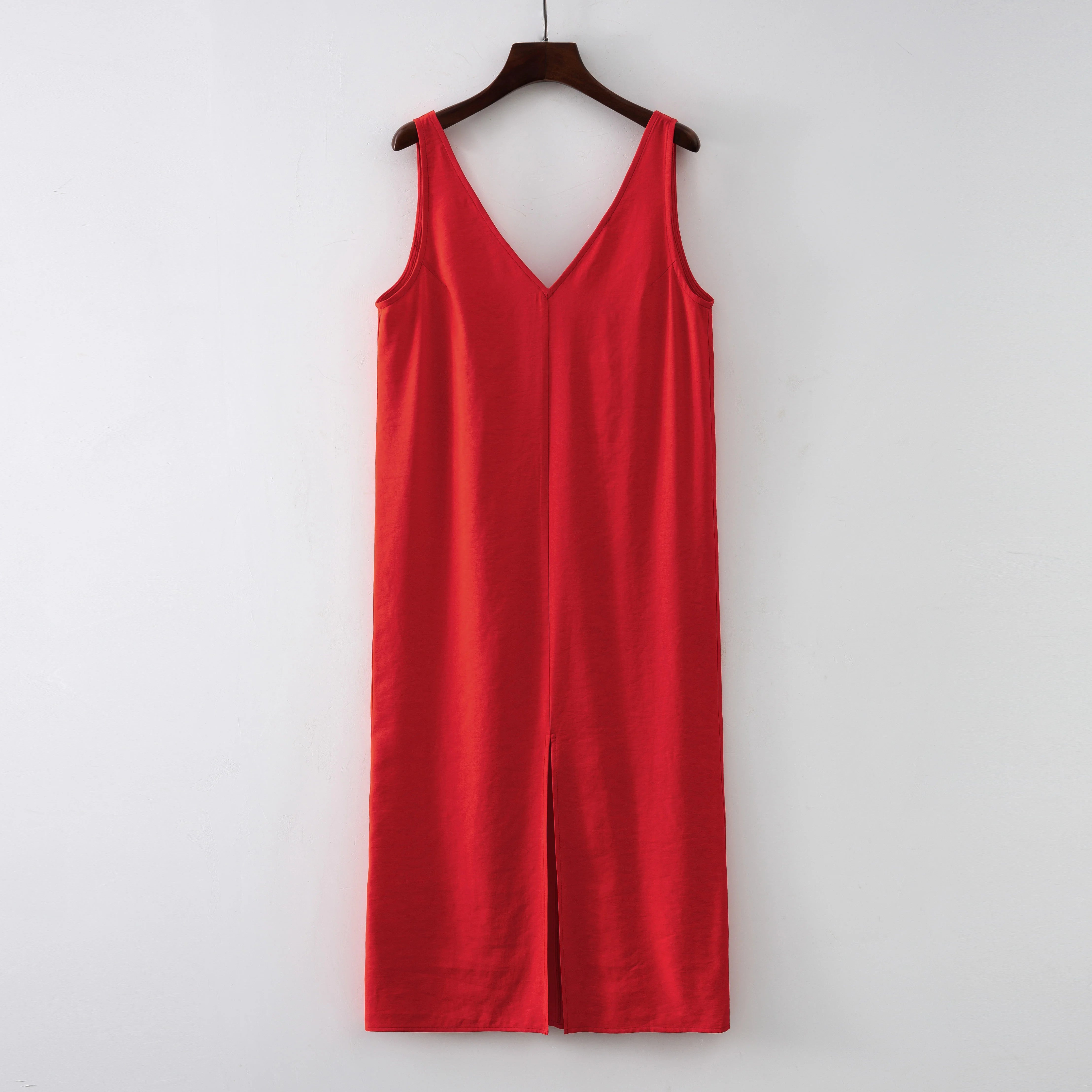Aiertu  -  2026 Summer Women Solid White V Neck Sleeveless Fashion Dress Split Tank Dress Aiertu