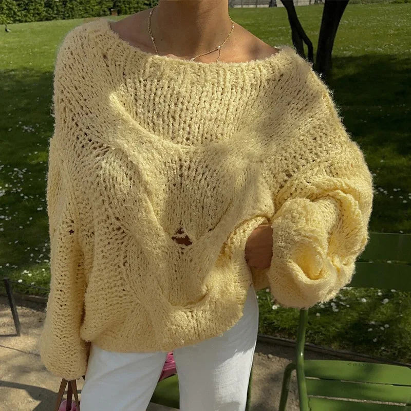 Aiertu  -  Autumn Winter Fashion Twist Knitted Sweaters Tops Hollow Out Round Neck Long Sleeve Top Y2K Outfits Streetwear Aiertu