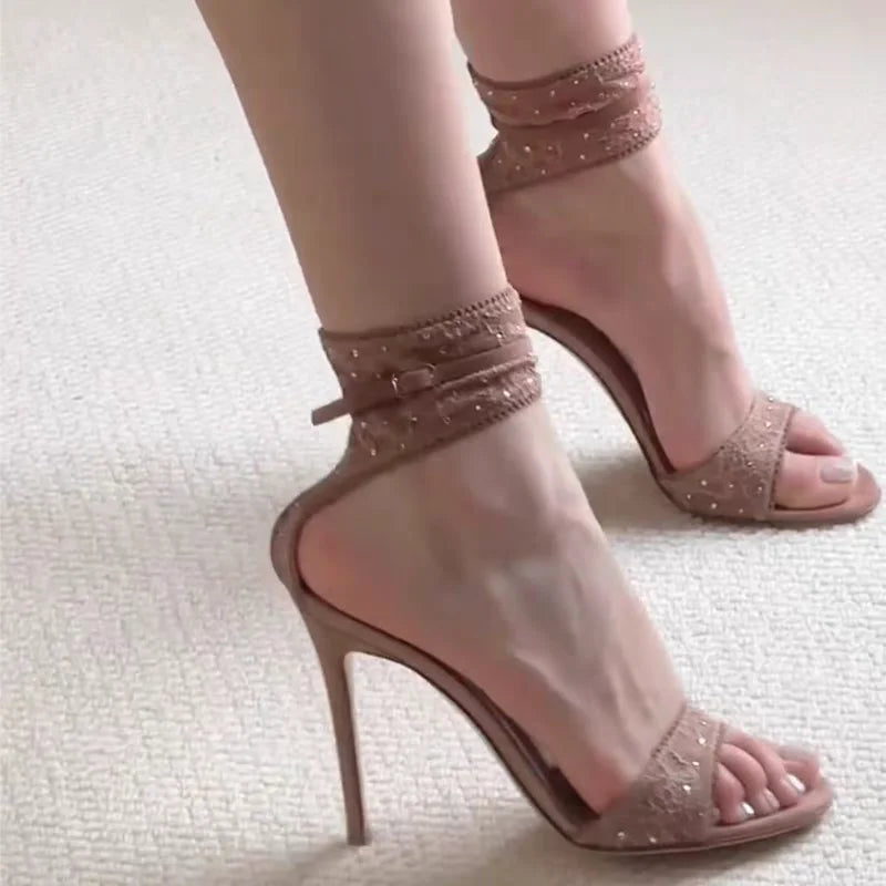 Aiertu  -  Lace Women High Heels Sandals Sexy Open Toe Shoes Woman Summer Elegant Party Stiletto Shoes Designer Pumps Mujer Sandalias Aiertu