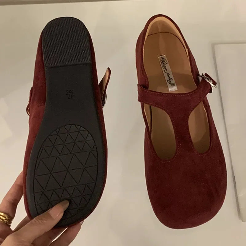 Aiertu  -  Autumn Women Flats Fashion Round Toe Slip On Ladies Elegant Mary Jane Shoes Soft Flat Heel Outdoor Dress Ballerin Shoes New Shoe Aiertu