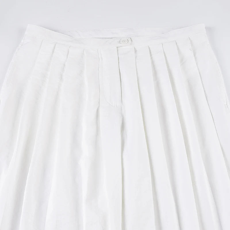 Aiertu  -  Sexy See Through Holiday Pants Summer Streetwear y2k Low Rise Loose Pleated Trousers Korean Fashion Ladies Casual Capris Aiertu