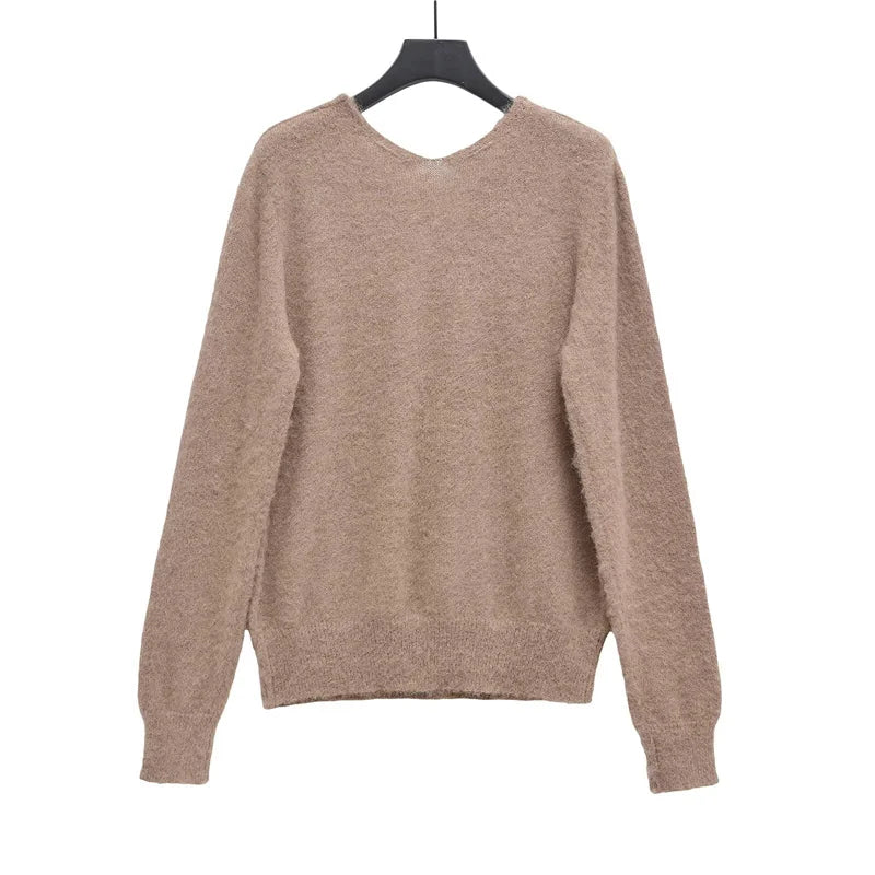 Aiertu  -  casual winter outfits Women Solid Knitted V-Neck Pullover 2024 Autumn Winter Long Sleeve Soft Basic Loose Sweater Lady Resilience Jumper Aiertu
