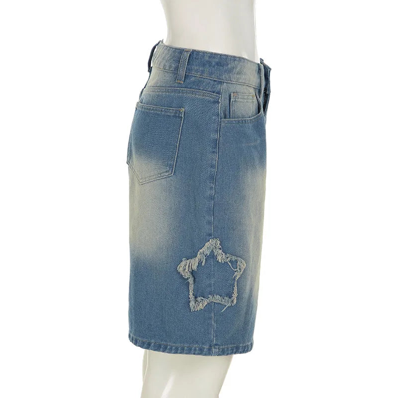 Aiertu  -  Blue Denim Shorts Woman Low Rise Baggy Jeans Streetwear Woman Summer Bottoms P77-DZ37 Aiertu