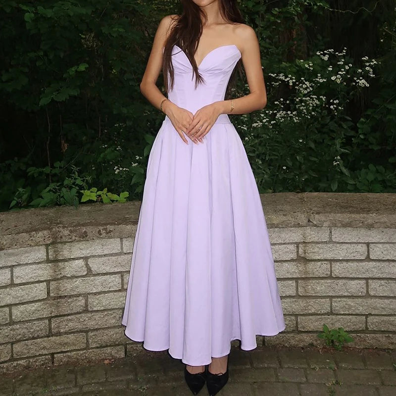 Aiertu  -  Elegant Sleeveless Solid Color Long Dress Fashion Hight Waist Slim Pleated Party Dress Women Sexy Sheath Backless Evening Dress Aiertu