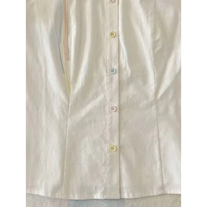 Aiertu Japanese Kawaii White Shirts Women Jk Lolita Bow Embroidery Blouses Summer Y2K Aesthetic Lace Patchwork Short Sleeve Tops Aiertu