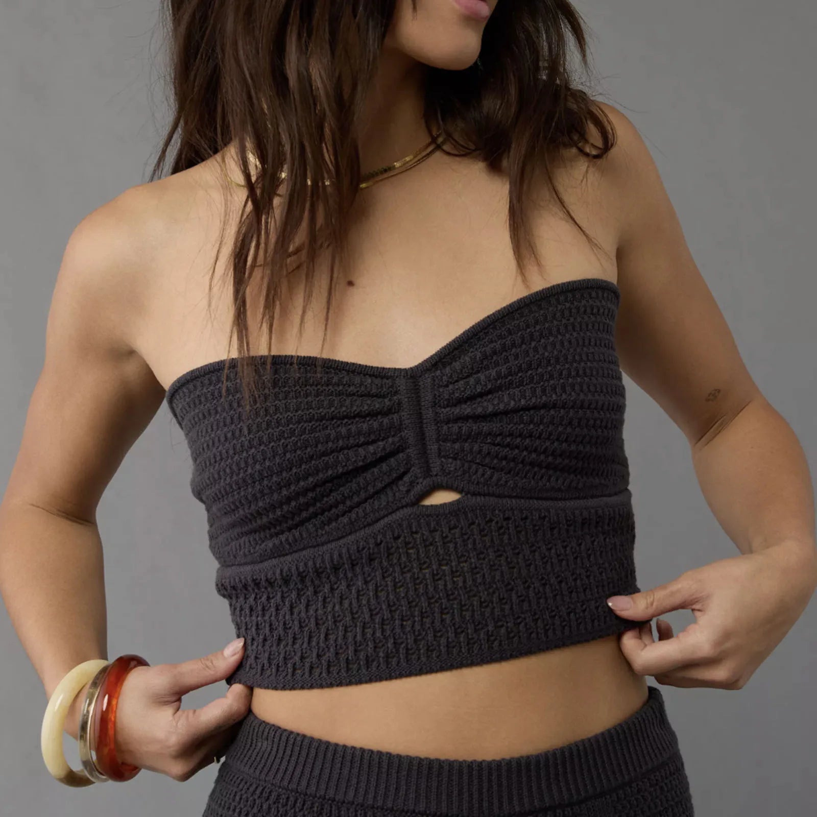 Aiertu  -  Sexy Stripe Hollow Out Strapless Knitted Vest For Women Backless Summer Hot Girl Club Party Beach Navel Vest Top Y2K New Aiertu