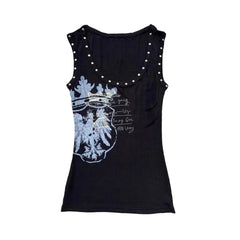 Aiertu  Summer Punk Style Sleeveless Camisoles American Vintage Harajuku Print Women Tank Top All Match Y2k Aesthetic Gothic Clothing Aiertu