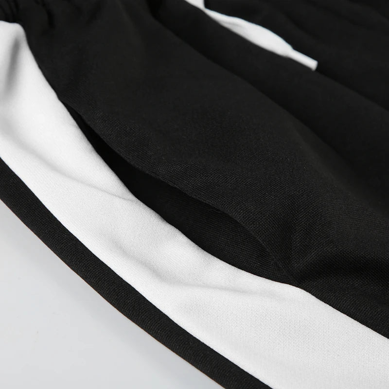 Aiertu  Streetwear Stripe Spliced Autumn Sweatpants Women Trousers Sporty Casual Elastic Waist Homewear Pants Straight Bottom Aiertu