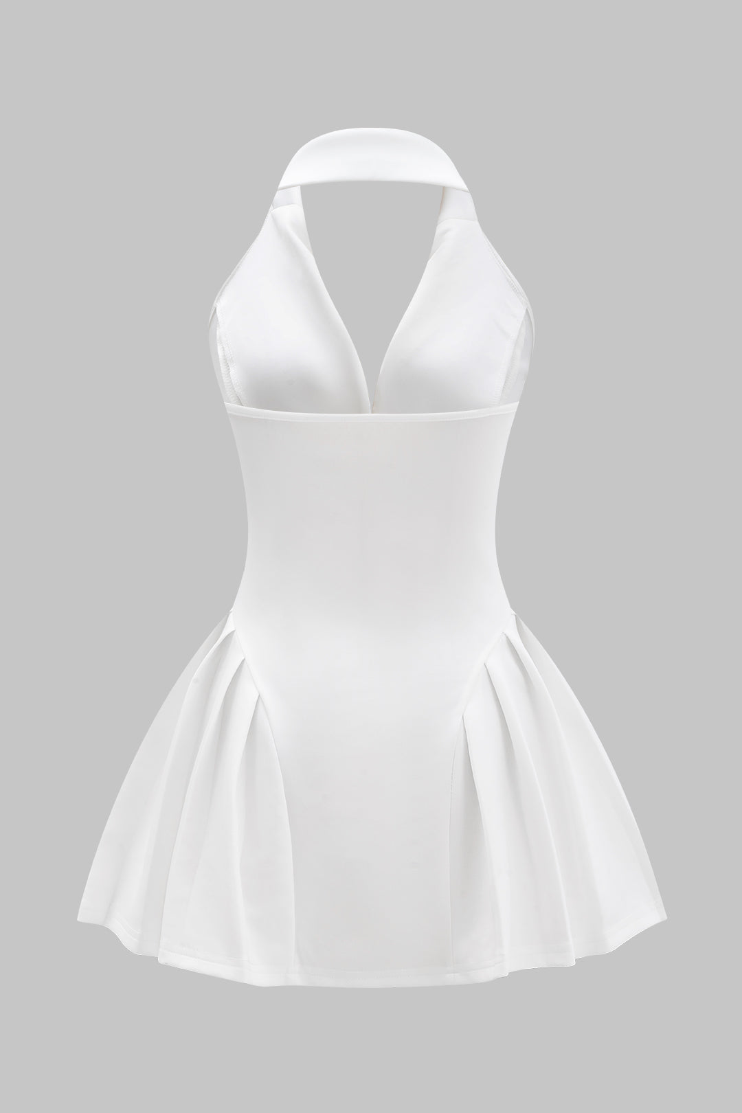 Aiertu  Halter Neck Button Ruffle Sleeveless Mini Dress Aiertu