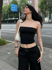 Aiertu  -   Hottie Classic Solid Tops Women High Elasticity Sleeveless Backless Simple Street Versatile Daily Summer Fashion Clothes Aiertu