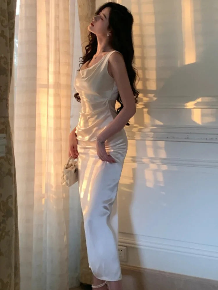 Aiertu  -  Women's Evening Dresses Elegant Swinging Collar Sleeveless Bodycon Birthday Party Midi Dress Female Clothing Vestidos Aiertu