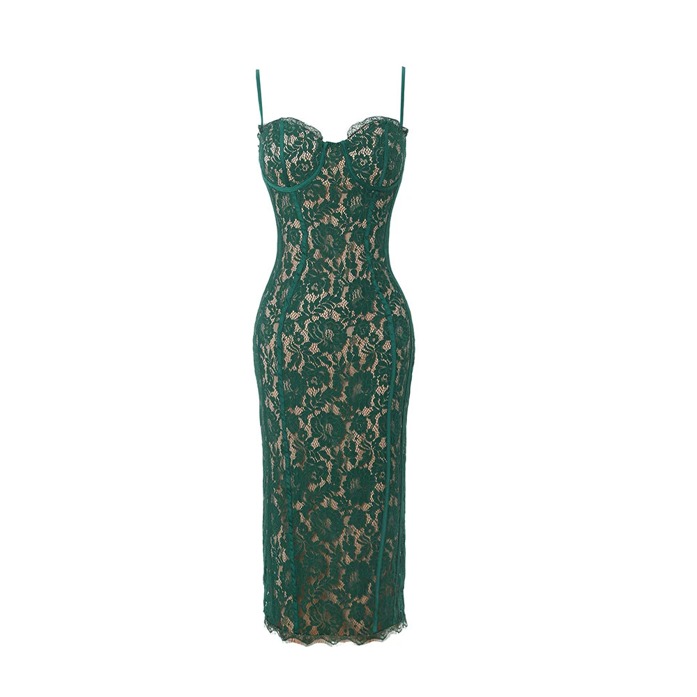 Aiertu  Summer Midi Green Dress Elegant Spaghetti Strap Wedding Guest Party Dresses Sexy Birthday Dresses for Women Aiertu