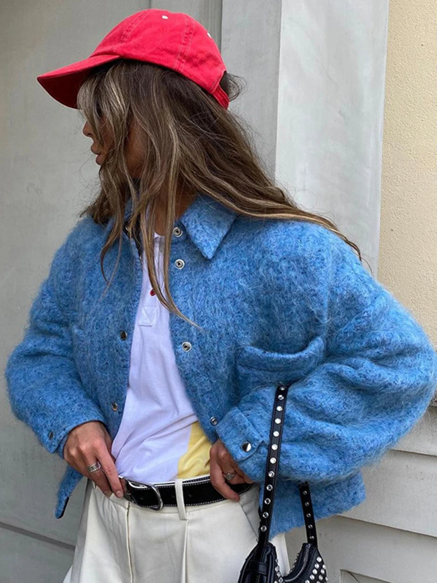 Aiertu  -  Pocket Solid Slim Short Jacket Women Autumn Single-breasted Long Sleeve Outerwear 2026 New Female Casual Fashion Cropped Jackets Aiertu