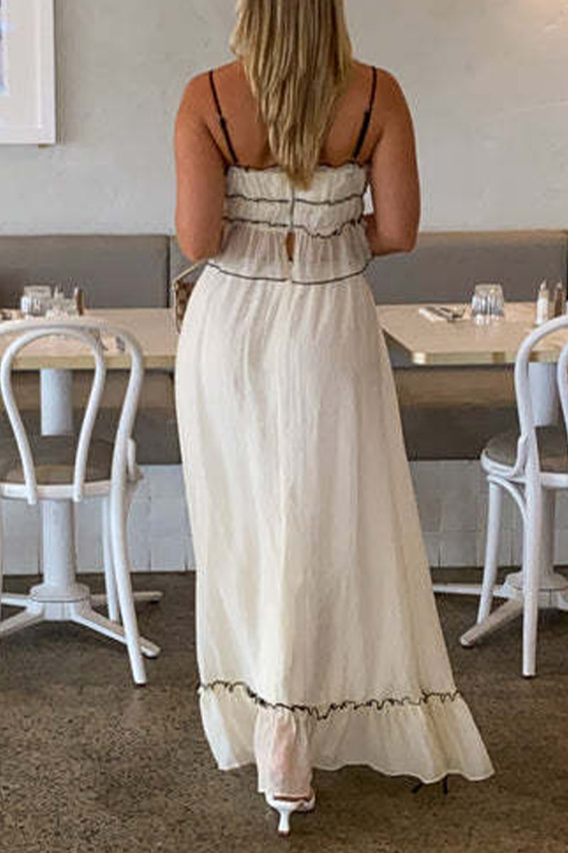 Aiertu  -  Sweet Elegant Solid Fold With Bow U Neck Sleeveless Two Pieces Aiertu