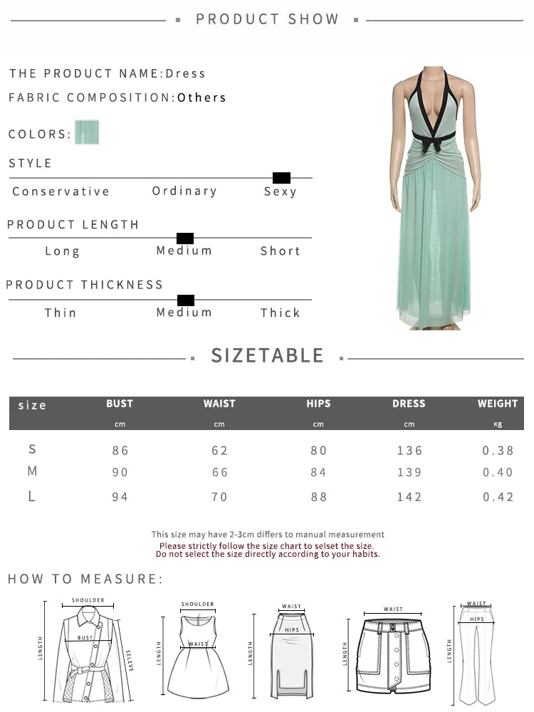 Aiertu  -  Women's French Classic Maxi Dress Panelled Trim Halter Deep V-neck Backless Pleated Long Robe Lady Elegant Evening Robe Aiertu
