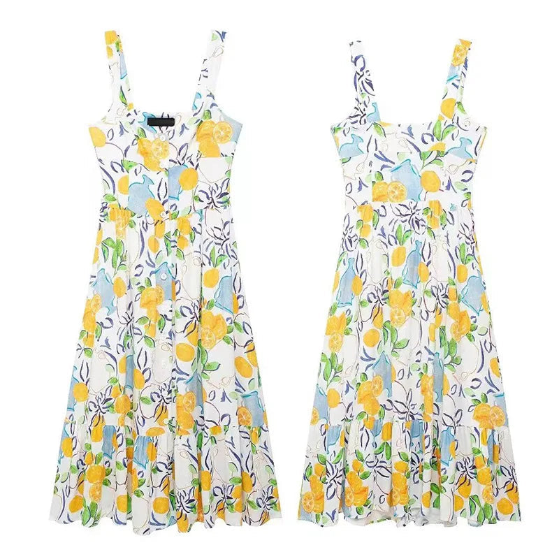 Aiertu  -  Elegant Flower Print Midi Dresses Women Off Shoulder Sleeveless Backless Lady Long Dress Summer Fashion Sexy Party Dresses Aiertu