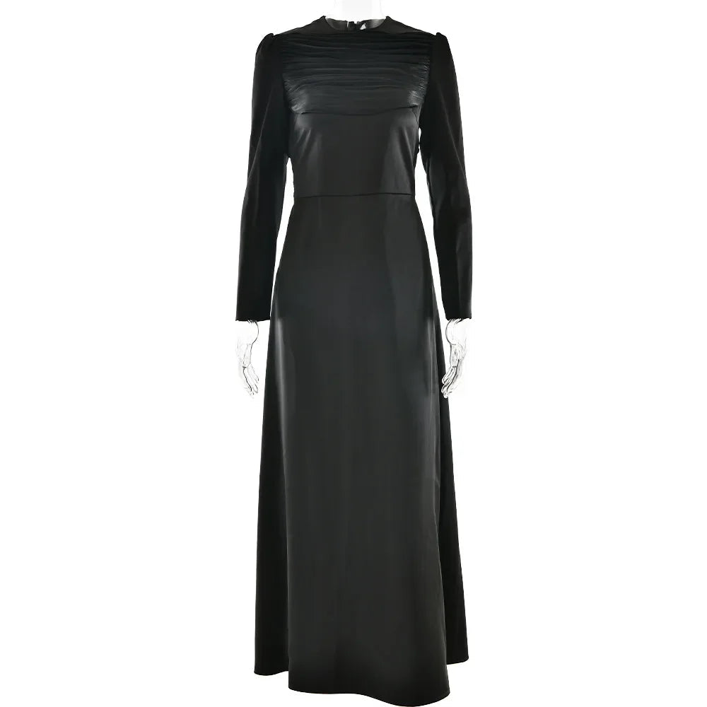 Aiertu  -  Winter Autumn Wedding Guest Party Dresses 2026 New Arrivals Black Formal Maxi Occasion Dress Elegant Lace Up Dress Women Aiertu