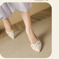 Aiertu  -  New Summer Fashion Comfortable Casual Wear-resistant Shallow Mouth Pointed Toe Toe Hollow Back High Heels Sheepskin Sandals Aiertu