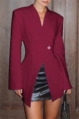 Aiertu  -Casual Solid Color Buttons V Neck Outerwear(3 Colors) aiertu