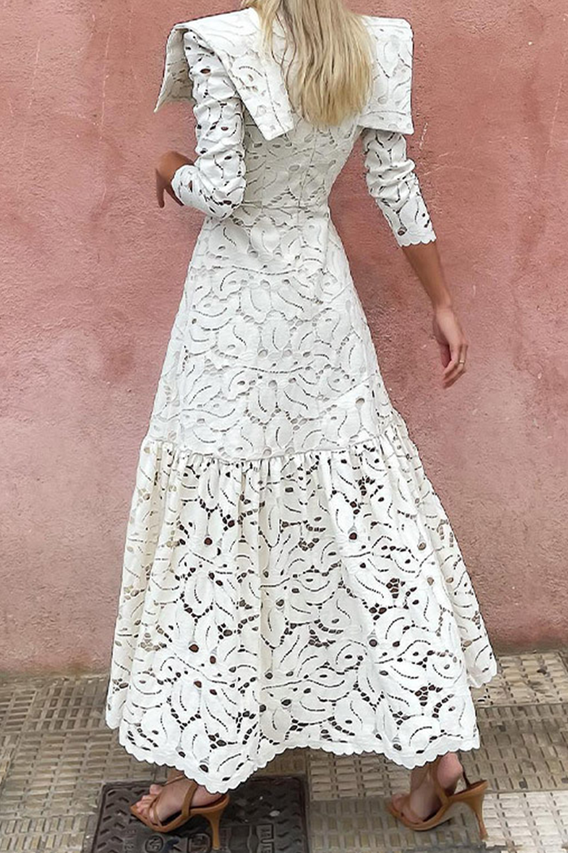 Aiertu  -  Elegant Lace Patchwork Half A Turtleneck Waist Skirt Dresses Aiertu