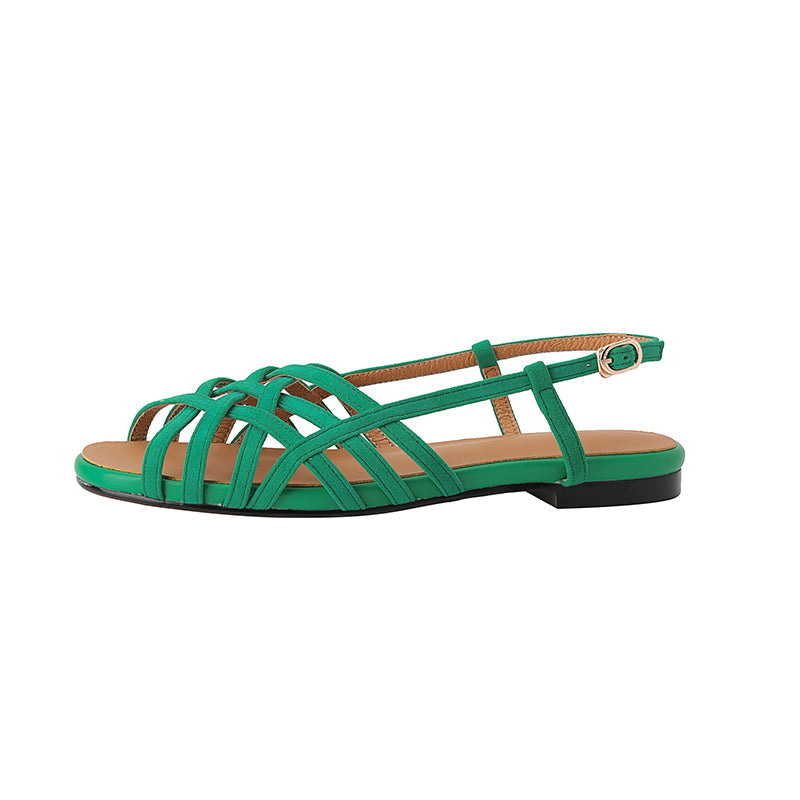 Aiertu  Buckle Strap Vintage Flat ShoesGladiator Sandal Roman Style Summer Womens' Flats Cowhide Lady Sandals Female Retro Casual Flats Aiertu