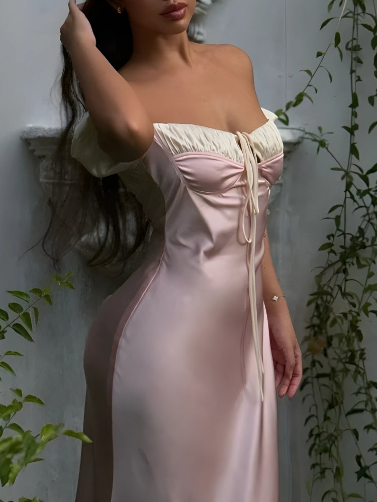 Aiertu  Coquette Princess Satin Maxi Dress Aiertu