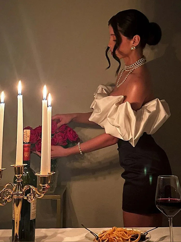 Aiertu  -  2026 New Ruffled Off Shoulder Mini Dress For Women Fashion Sleeveless Slim Backless Short Dresses Sexy Female Party Evening Gown Aiertu