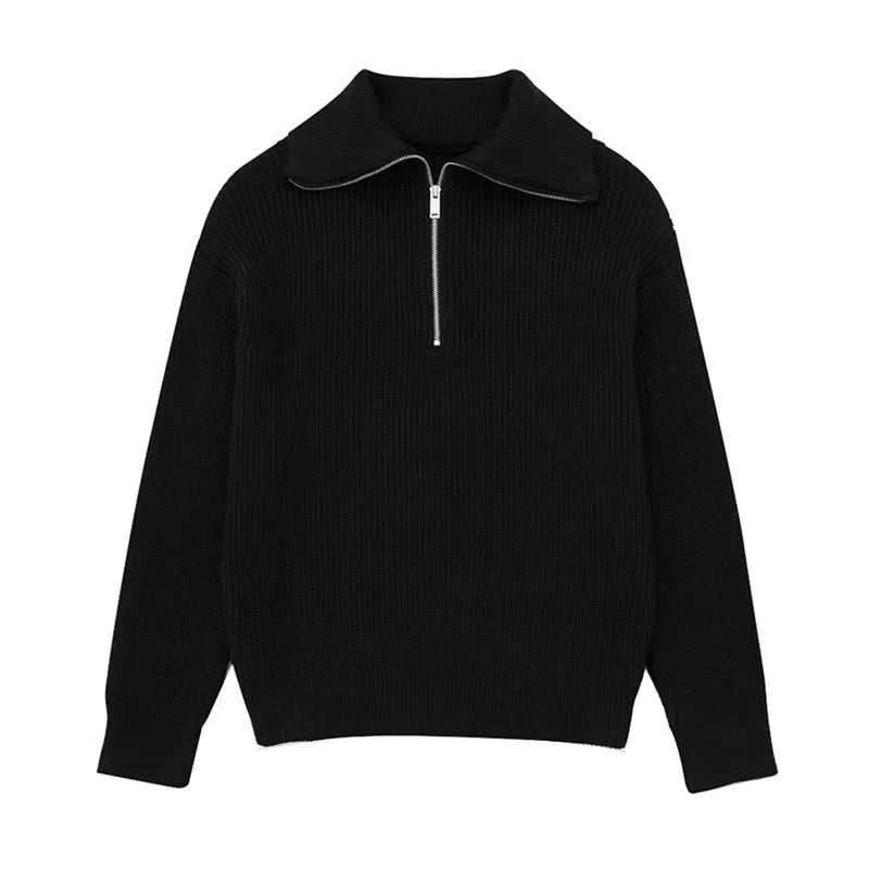 Aiertu  -  Striped Knitwear Women Sweaters  New Half Zipper Laple Thicken Casual Fashion Women Pulovers Autumn Winter Fashion Lady Knitwear Aiertu