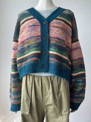 Aiertu  -  Women Multicolor Striped Cardigan Colorful Sweater Winter Fall Y2k Jumper Women Clothes Aiertu