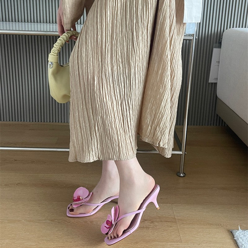 Aiertu  Shoes Ladies' Slippers Low Rubber Hoof Heels Rome Slides Fabric PU Shoes Woman 2025 Low Slipper Hoof Heels Fabric PU Rome Slides Aiertu