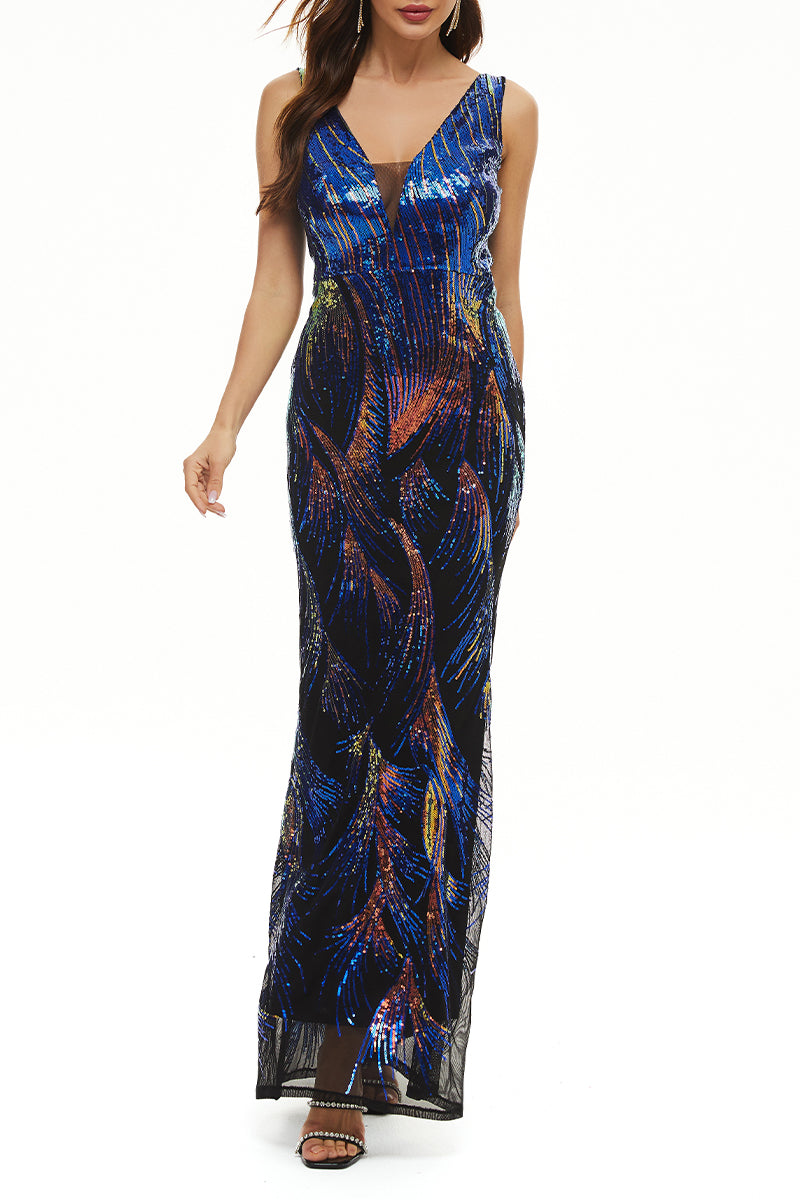 Aiertu  -  Elegant College Color Block Contrast V Neck Evening Dress Dresses Aiertu