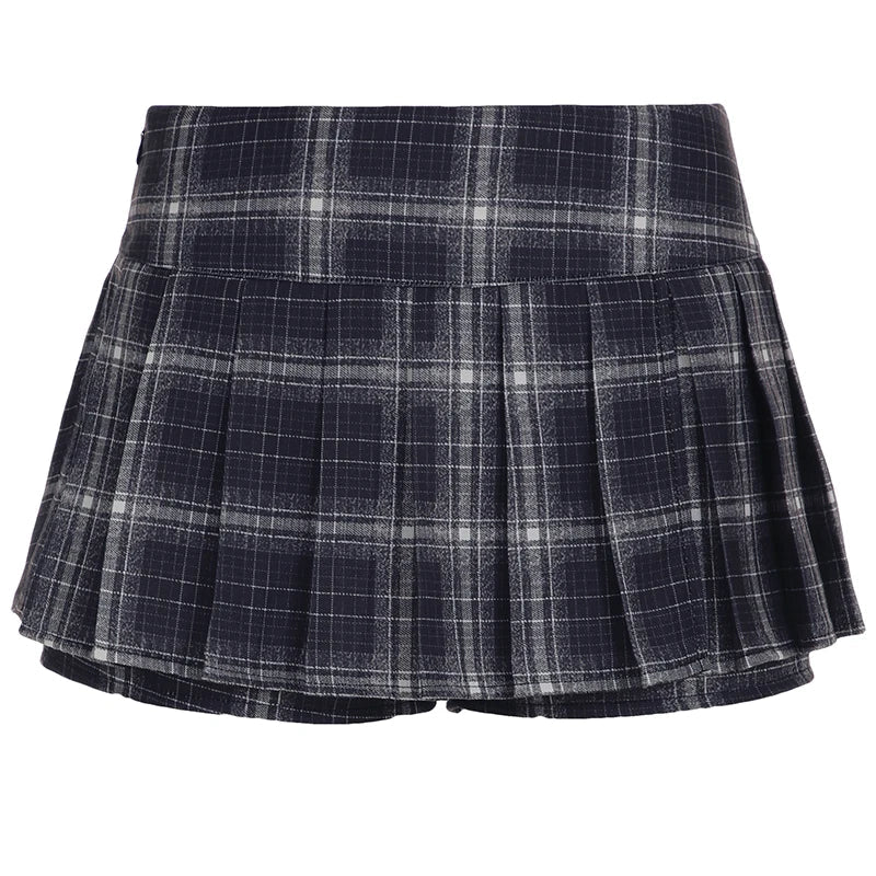 Aiertu  -  layered look inspo Grid Pattern Women Pleated Skirt Englang Style Vintage Casual A-line Short Skirt Y2K Preppy Skirts with Shorts Under Aiertu