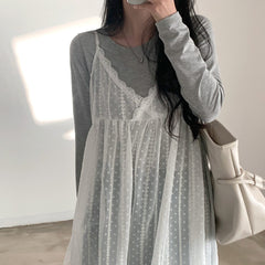 Aiertu - Lace Trim V-Neck Cami Dress Aiertu