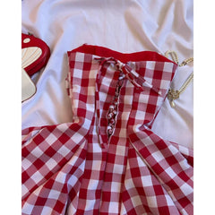 Aiertu  -  Sweet and cute red plaid bow design high-quality baggy short skirt for women y2k vintage slim fit trendy fashion mini skirt Aiertu