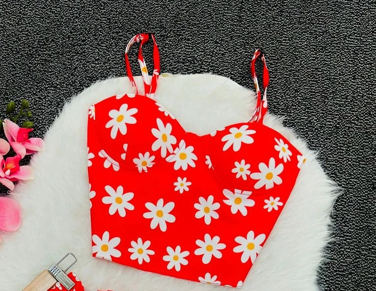 Aiertu  -  Harajuku New Skirt Sets Oversized Flower Pattern Black Y2k Two Piece Sets Womens Outfits Casual Fashion Dress Suspender Tops Aiertu