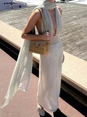 Aiertu  -  Sleeveless Elegant See Through Women Dress Halter Scarf Backless Summer Trend Clubwear Banquet Party Skinny Maxi Bodycon Aiertu