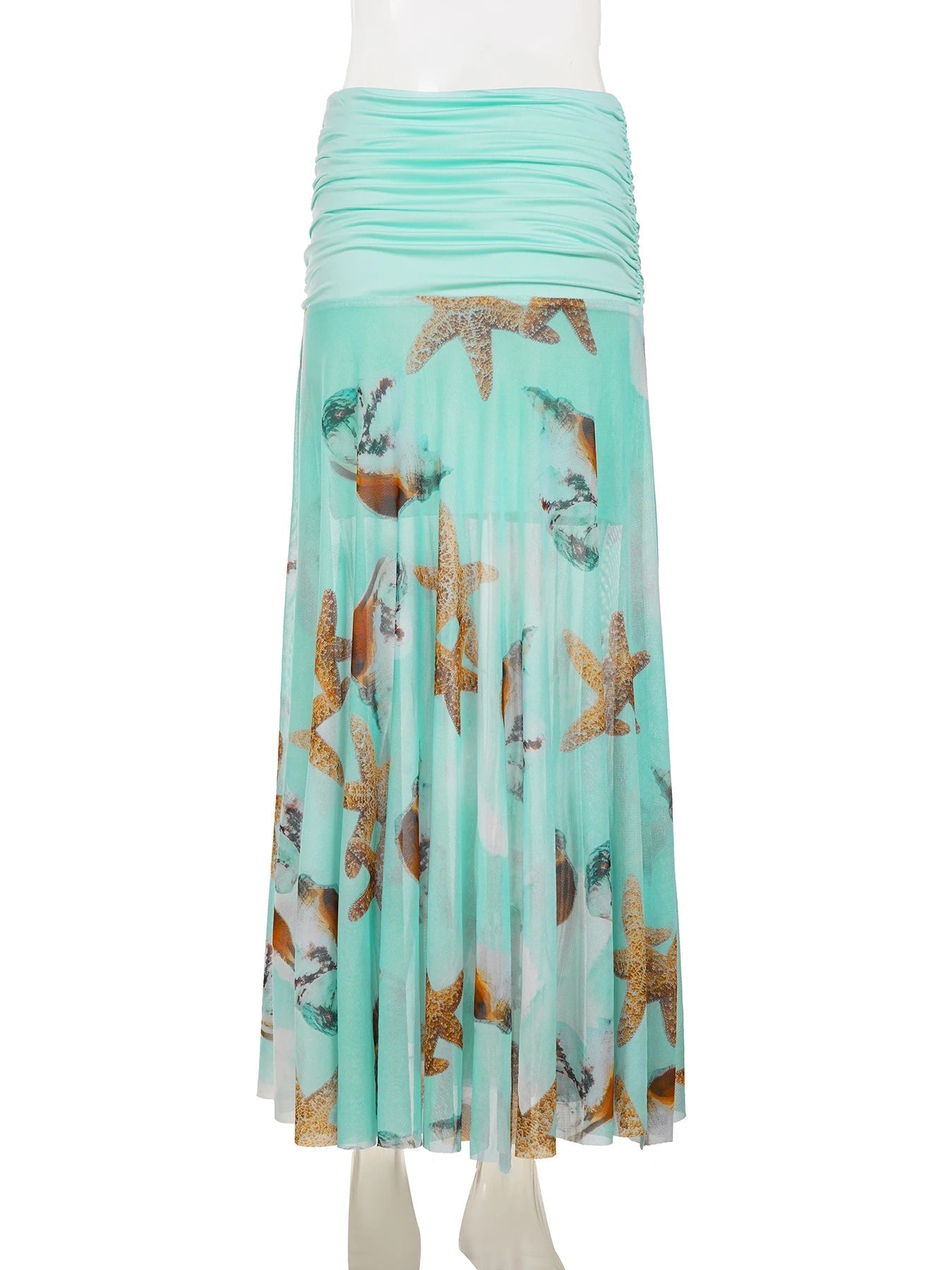 Aiertu  -  Holiday Floral A-Line Skirts Beach Style Casual Folds Low-Waisted Maxi Skirts Women 2025 Summer Fashion Streetwear Lady Aiertu