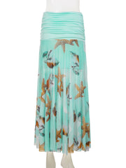 Aiertu  -  Holiday Floral A-Line Skirts Beach Style Casual Folds Low-Waisted Maxi Skirts Women 2025 Summer Fashion Streetwear Lady Aiertu