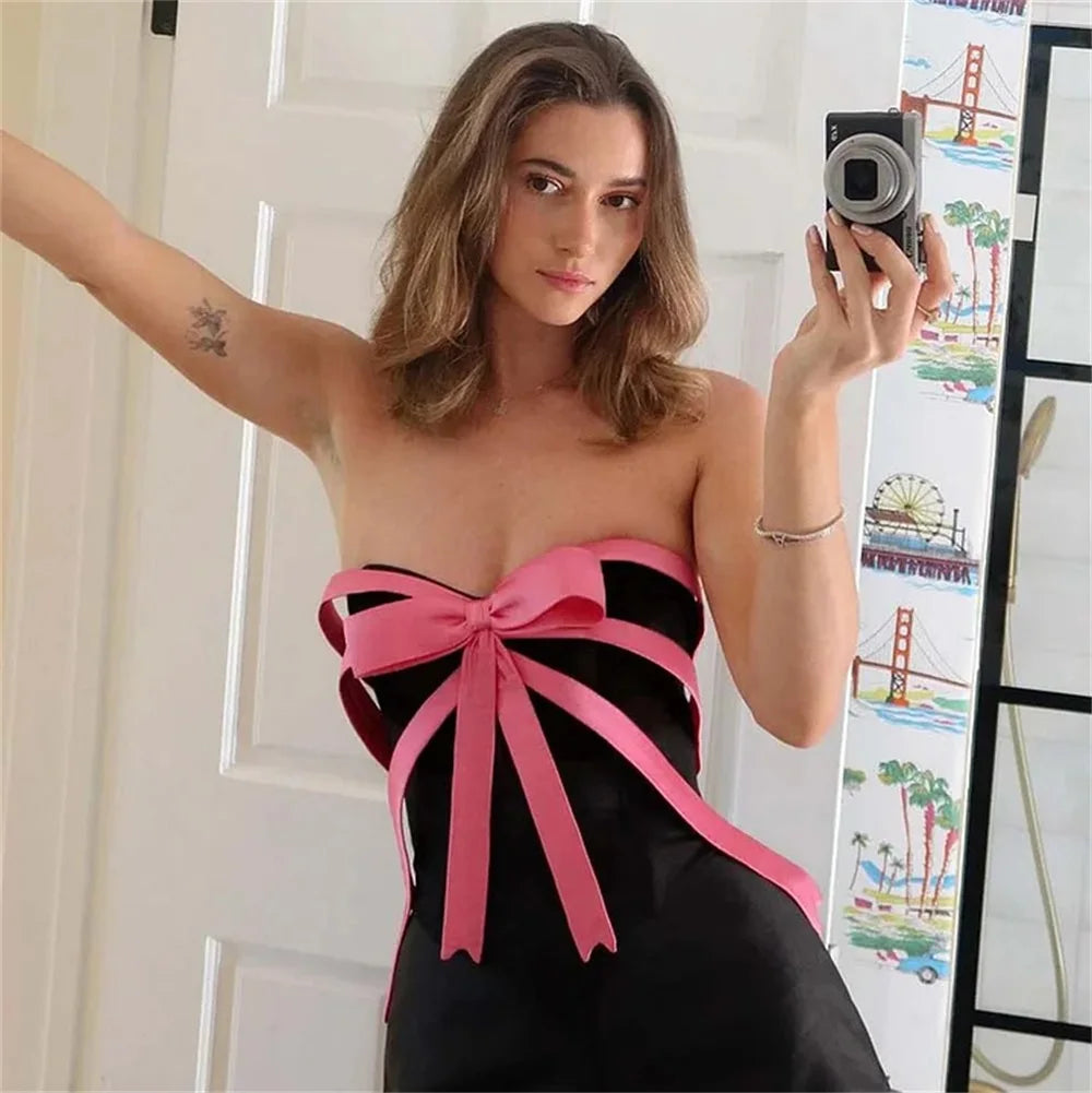 Aiertu  -  2Pcs Retro One Piece Swimsuit Sexy Women Bikinis 2025 Hollow Swimwear Bow Tie Swim Suits Biquini Female Bodysuit Beach Outfits Aiertu