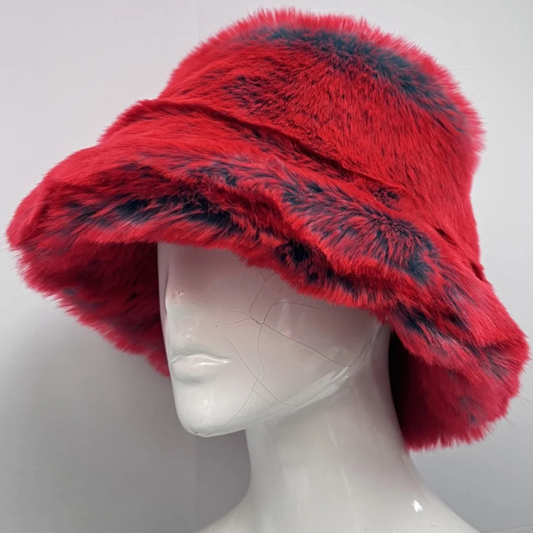 Aiertu  -  Winter 58-60cm XL Faux Fur Bucket Hat For Women Outdoor Warm Luxury Oversize Fisherman Hat Girl Trendy Party Long Fur Panama Cap Aiertu