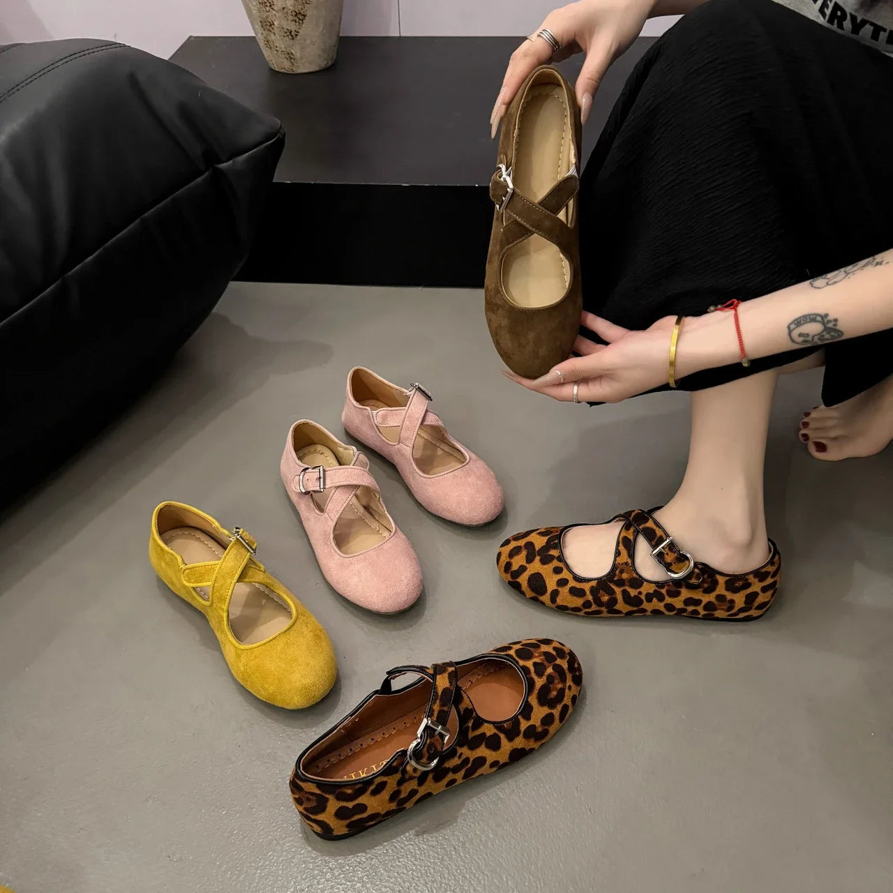 Aiertu  -  Leopard Marie Janes Shoes Flats Sandals Women Sneakers Casual Loafers Summer Trend Shallow Suede Zapatillas De Mujer Dress Aiertu