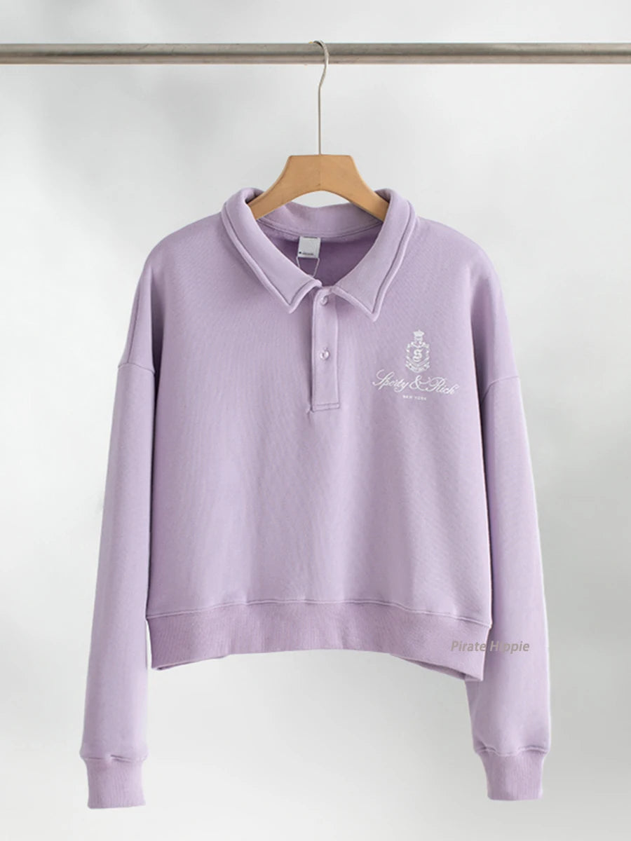 Aiertu  -   New York Letter Print Sweatshirt Women Classic O Neck Long Sleeve Pullover Autumn Casual Vintage Sporty Rich Sweatshirt 2026 New Aiertu
