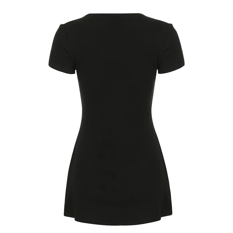 Aiertu  Solid Knitted Button V-Neck Women Skinny Dresses Simple Office Lady Style Elegant Fashion Clothes Aiertu
