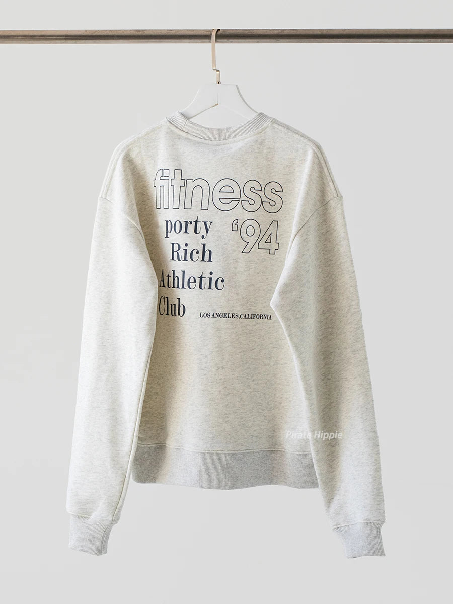 Aiertu  -   New York Letter Print Sweatshirt Women Classic O Neck Long Sleeve Pullover Autumn Casual Vintage Sporty Rich Sweatshirt 2026 New Aiertu