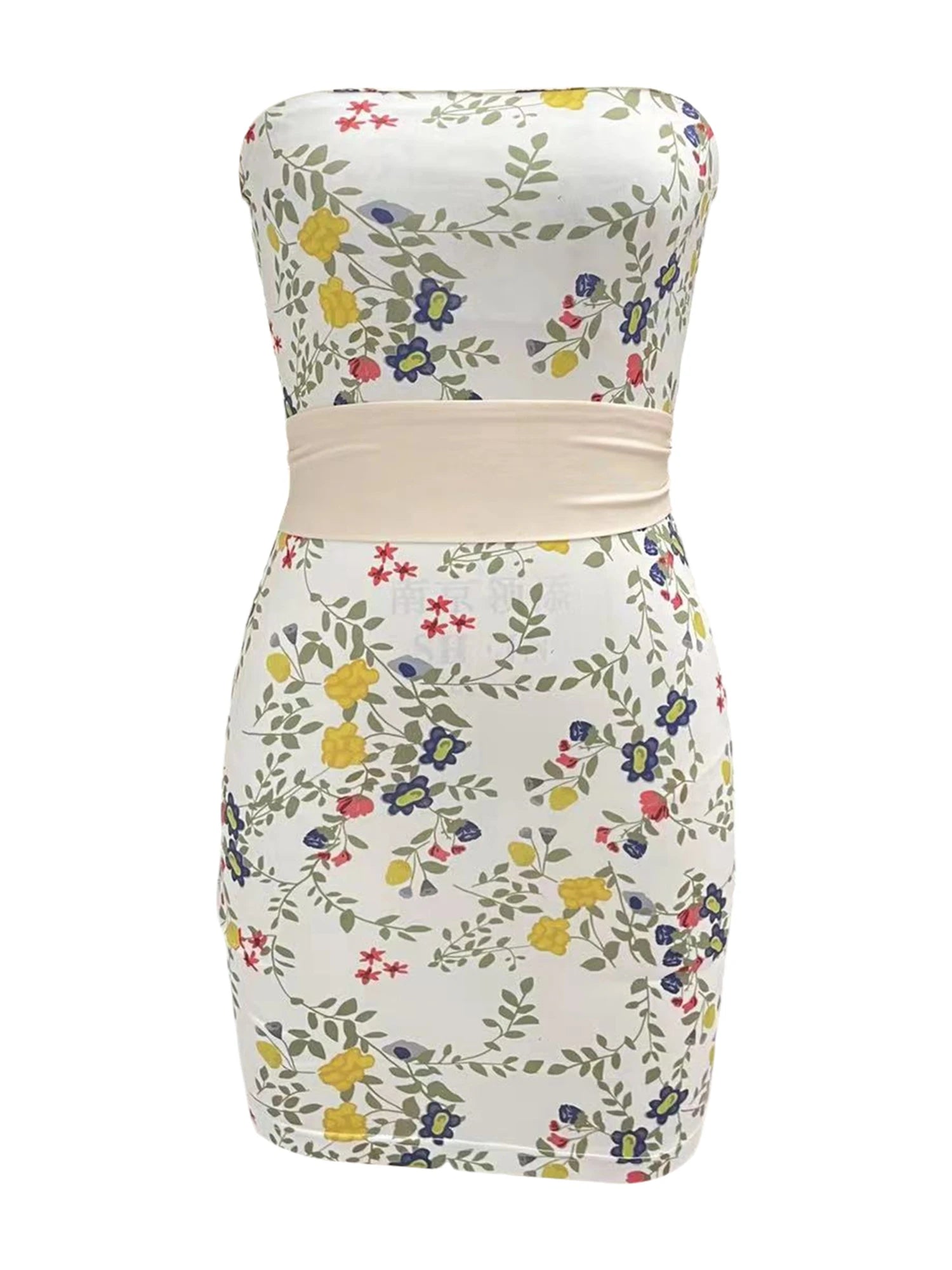 Aiertu Floral Bandeau Tube Top Mini Dress Women Off-Shoulder Strapless Bodycon Party Dress Backless Bow Knotted Vestidos Aiertu
