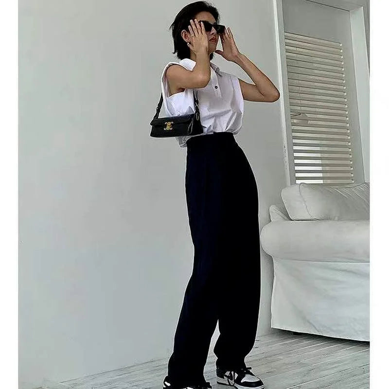 Aiertu  -  Khaki Wide Leg Women's Pantsuit Baggy Classic Pants Vintage Palazzo Office Elegant Casual Trouser Female Work Wear Chic Aiertu