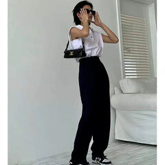 Aiertu  -  Khaki Wide Leg Women's Pantsuit Baggy Classic Pants Vintage Palazzo Office Elegant Casual Trouser Female Work Wear Chic Aiertu