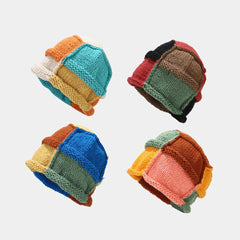 Aiertu  -  Fashion Color Patch Beanie Hats For Women Hand Crocheted Skull Caps Spring Autumn Outdoor Ear Protector Hollow Thin Knitted Hat Aiertu